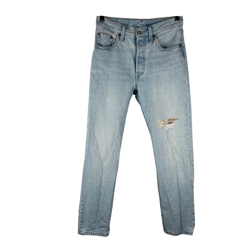 Levi’s 501 150th Anniversary W25 Button Fly Floral Patch Straight Jeans 25x30